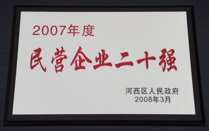 2007年度民營企業(yè)二十強獎牌